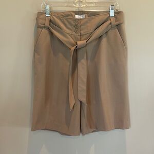 LOFT Tan Bermuda Shorts with Tie Waist